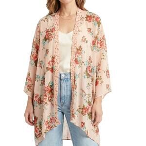 Bog Collective Floral Cottagecore Kimono Lightweight Summer Large